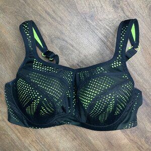 Panache Black and Neon Green Sports Bra